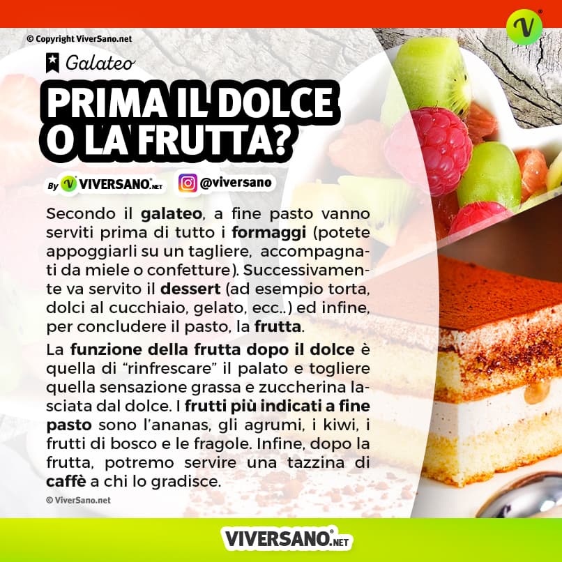Infografica: servire prima il dolce o la frutta