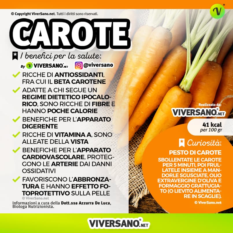 Infografica: i benefici delle carote