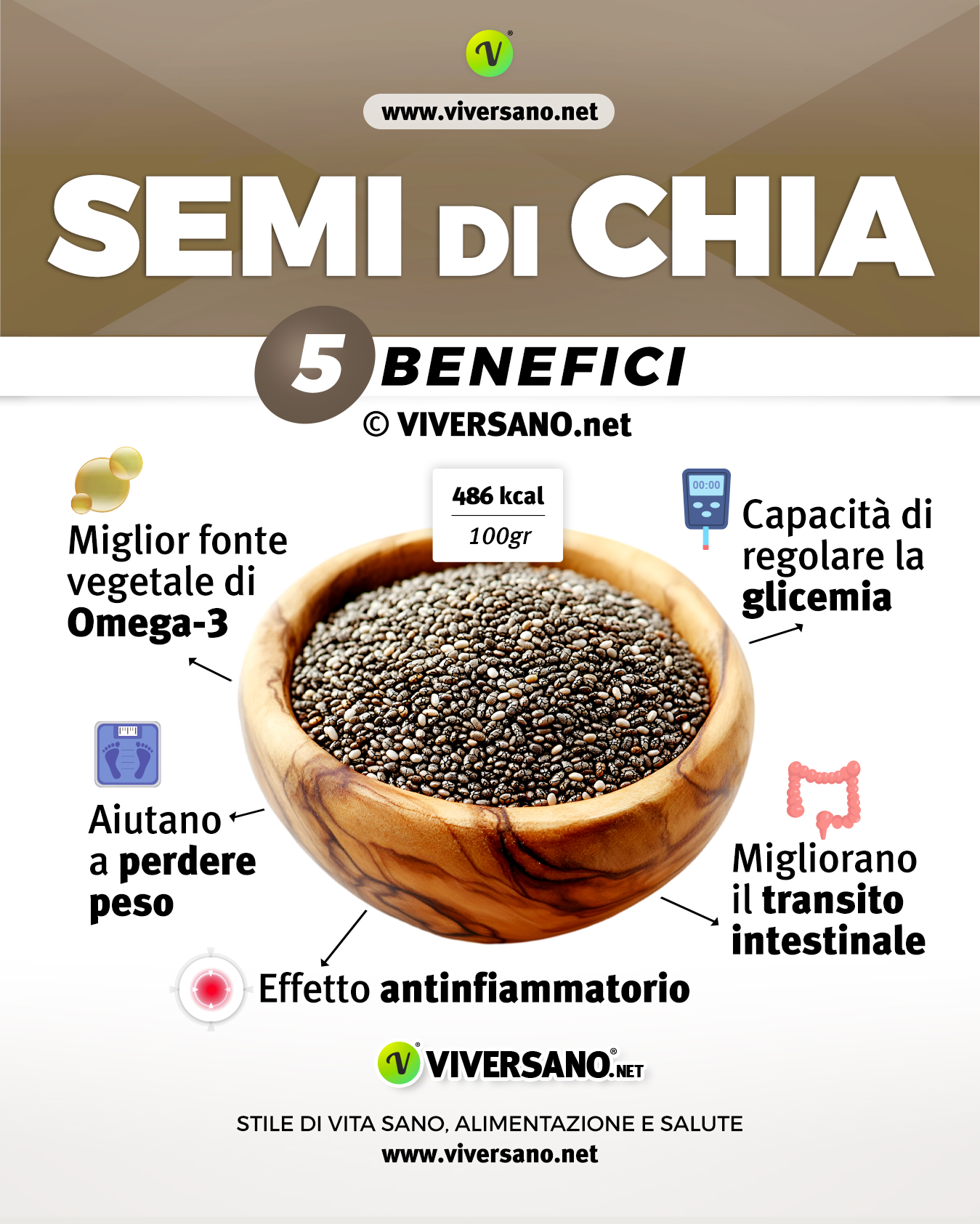 Infografica: 5 benefici dei semi di chia