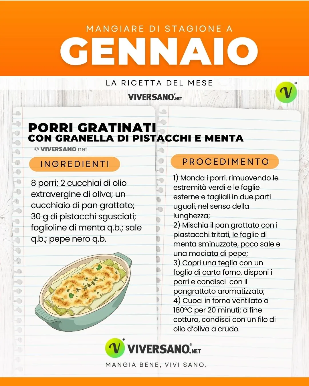 Ricetta di gennaio: porri gratinati