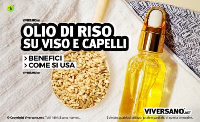 Olio di riso in una boccetta di vetro