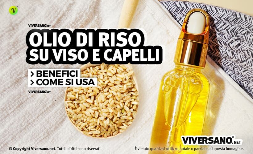 Olio di riso in una boccetta di vetro