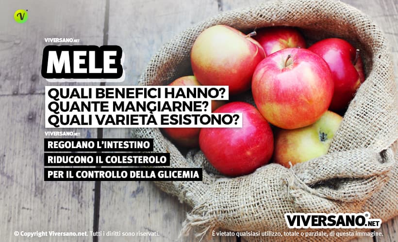 Immagine di mele in un sacchetto di tessuto