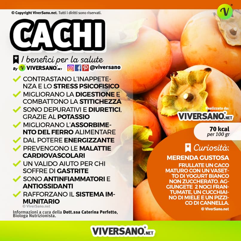 Infografica sulle proprietà dei cachi