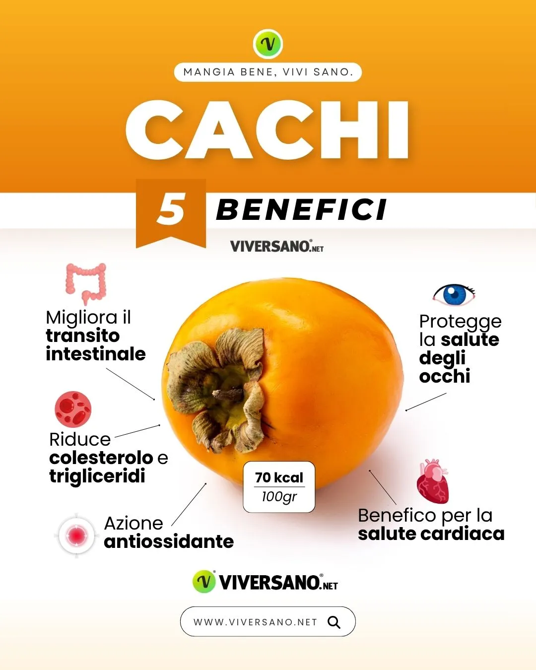 Infografica sui benefici dei cachi