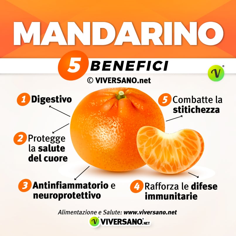 Infografica su 5 benefici del mandarino