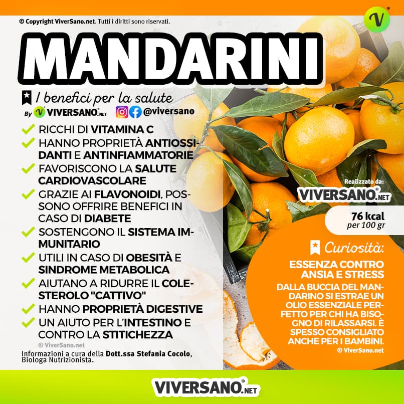 Infografica sui benefici del mandarino