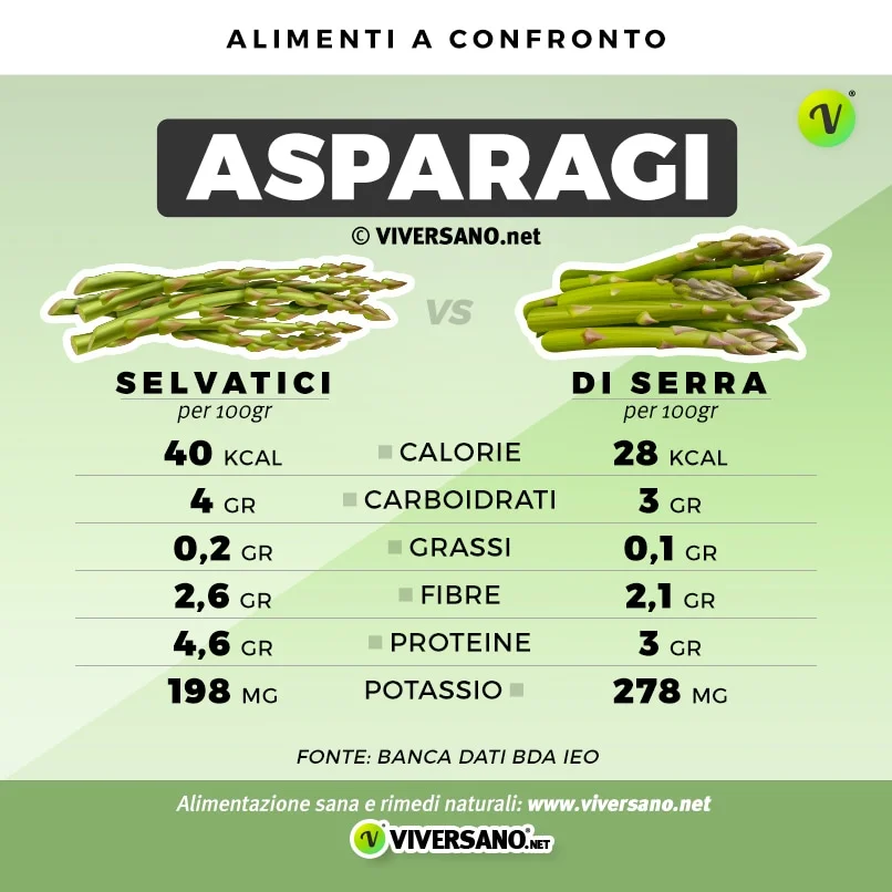 Asparagi selvatici e di serra a confronto