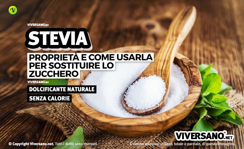 Stevia in polvere in un cesto di legno