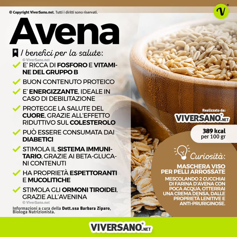 Infografica: i benefici della avena
