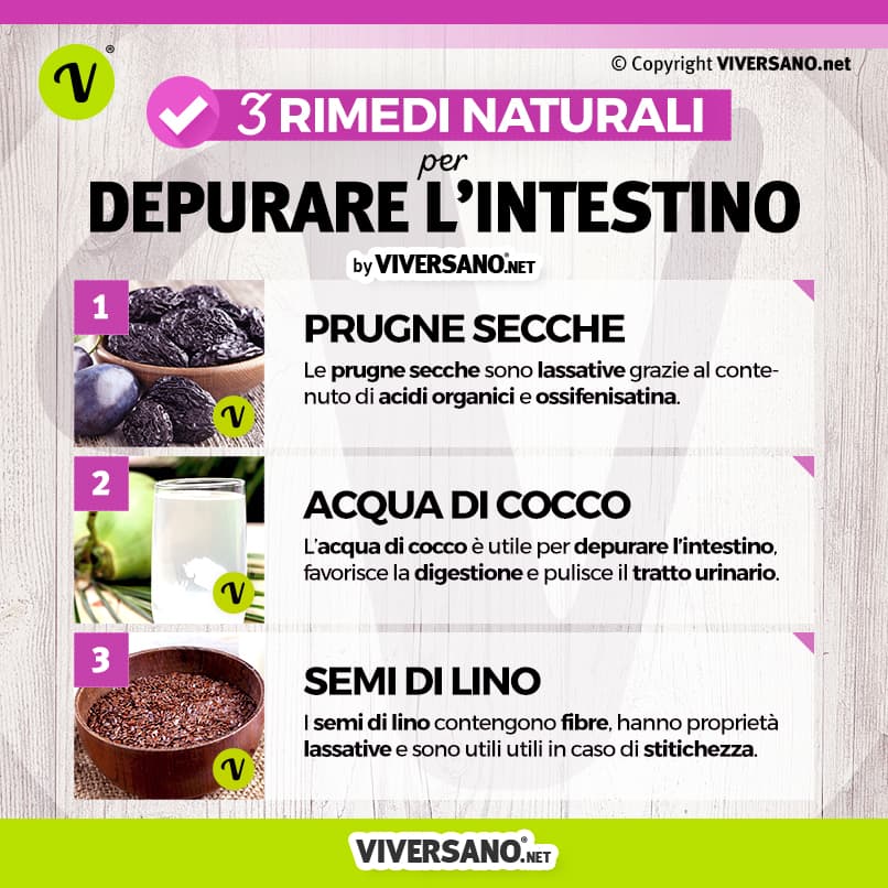 Infografica su 3 rimedi per depurare intestino