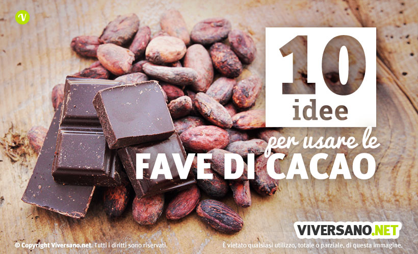 Immagine con pezzi di cioccolato e fave di cacao