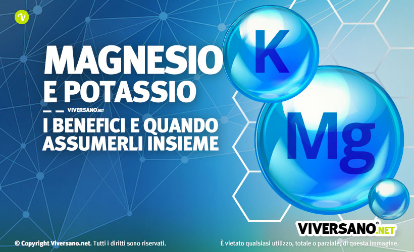 Immagine di 2 atomi di magnesio e potassio con simbolo chimico