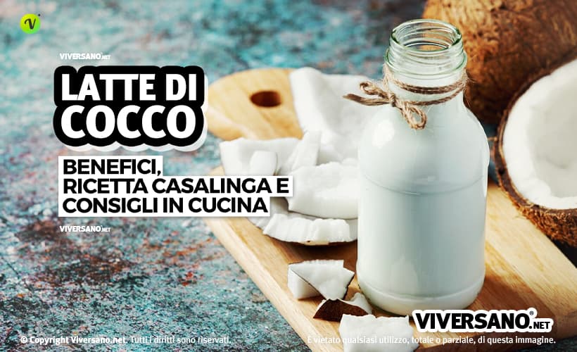 Latte di cocco fatto in casa con noce di cocco aperta