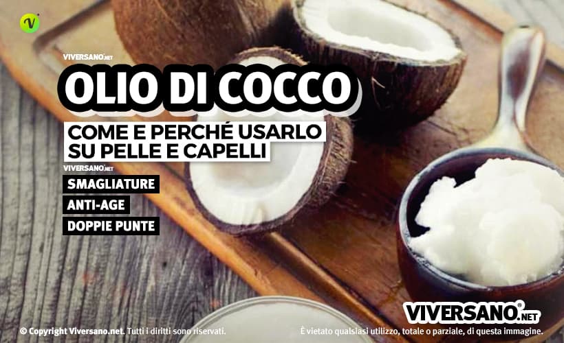 Olio di cocco e noce di cocco tagliata