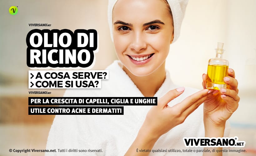 Donna con boccetta di olio di ricino in mano