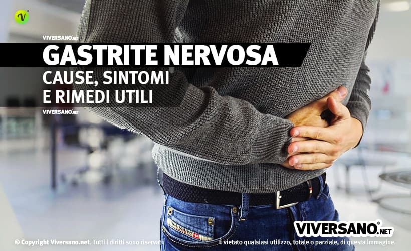 Persona con dolore allo stomaco causato dalla gastrite nervosa