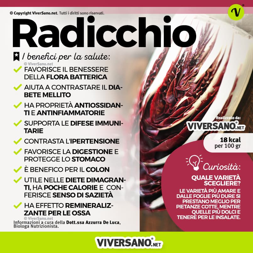 Infografica: i benefici del radicchio