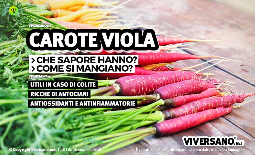 Carote viola distese sopra un piano di legno