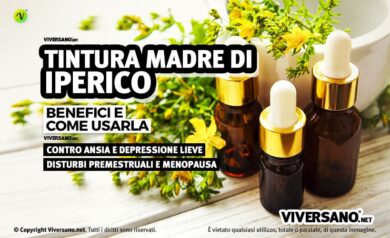 Tintura madre di iperico con fiori sullo sfondo