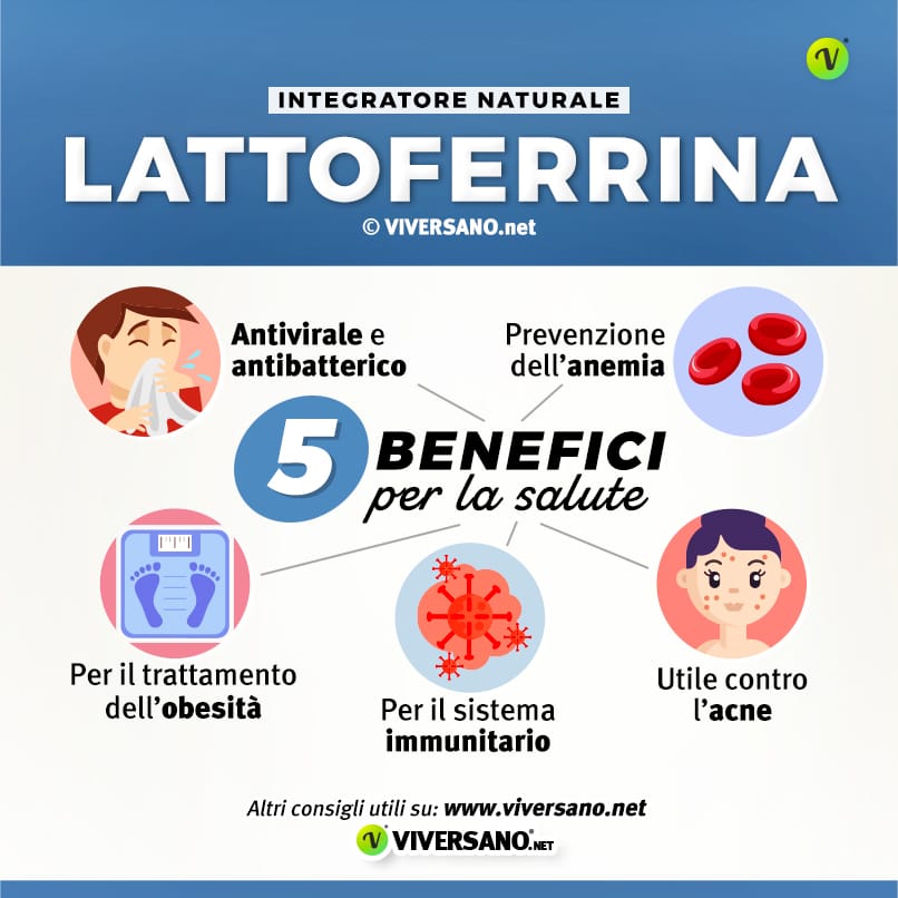 Infografica su 5 benefici della lattoferrina